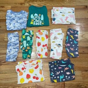 Hugh Bundle Boys Girls Toddler Dinosaur Fruit Pajamas sets 10 pieces 5 sets 4T